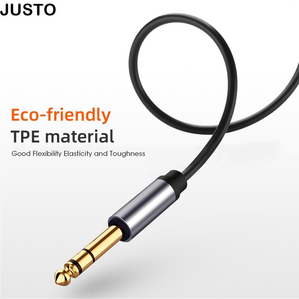 JUSTO Instrument Cable, Plug and Play Male to Male 3.5MM to 6.5MM Audio Adapter Cable, Low Loss 1.8m