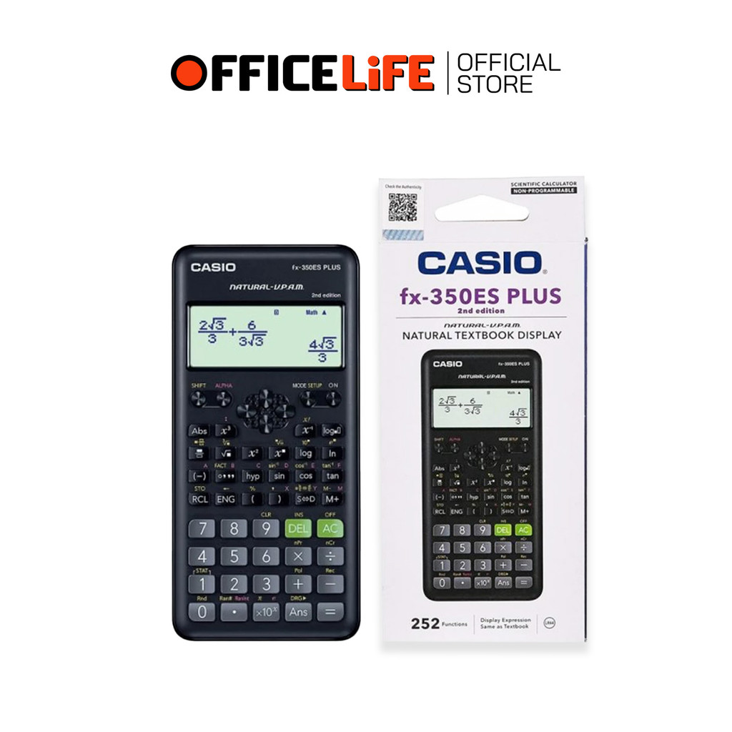 เครื่องคิดเลข วิทยาศาสตร์ Casio Fx-350ES Plus 2nd edition  ของแท้ 100% [ รับประกันศูนย์ CASIO 2 ปี เต็ม] 1 เครื่อง