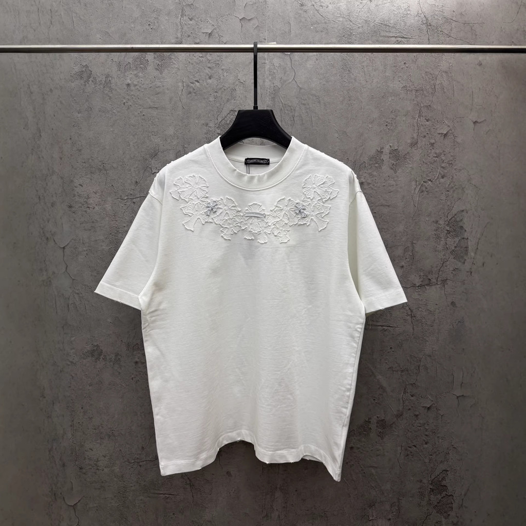T3U0 Chrome Hearts Summer 4Layered patchwork cross-stitch short sleeves T T-shirt Couple Style