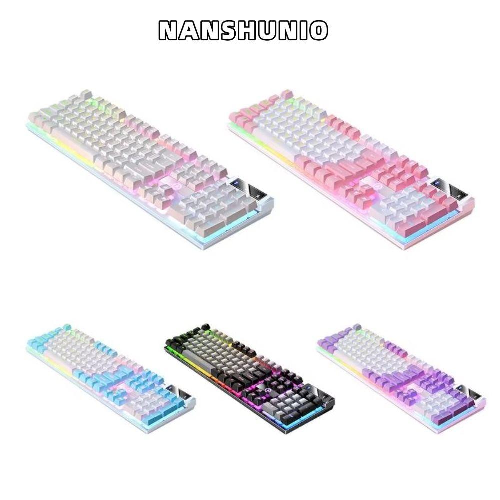 คีย์บอร์ดเล่นเกม NANSUNIO,อินเทอร์เฟซ USB 104 คีย์คีย์บอร์ดแบบมีสาย,คีย์บอร์ดเมมเบรน K500 เรืองแสงแบ