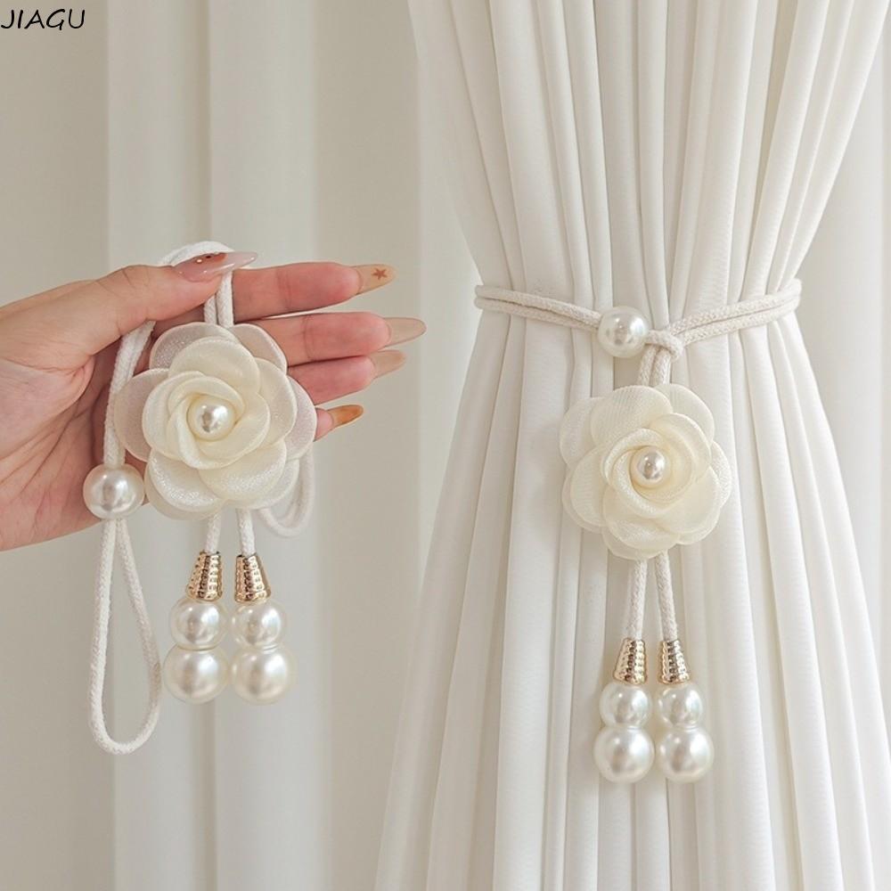 สุธ 2ชิ้น ดอกเคมีเลีย ผ้าม่านหัวเข็มขัด,ที่มีสีสันปรับมุกดอกไม้ผ้าม่านผูก,แฟชั่น ต่อย-ฟรี ดอกไม้ผ้าม่านสายรัดตกแต่งบ้าน