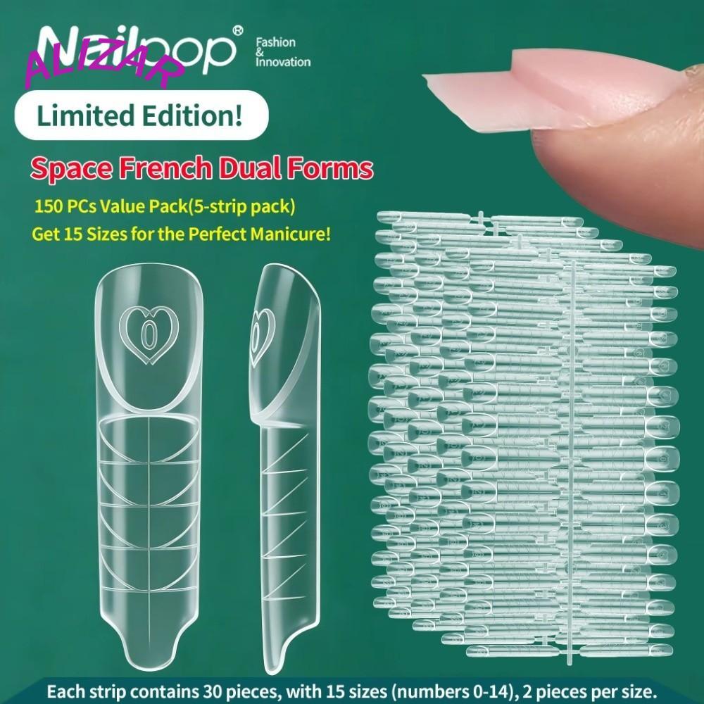 ALIZAR 75/150Pcs Space เล็บสําหรับนํากลับมาใช้ใหม่ 15 ขนาดเล็บ Extension Builder, พลาสติกโปร่งใส Fre