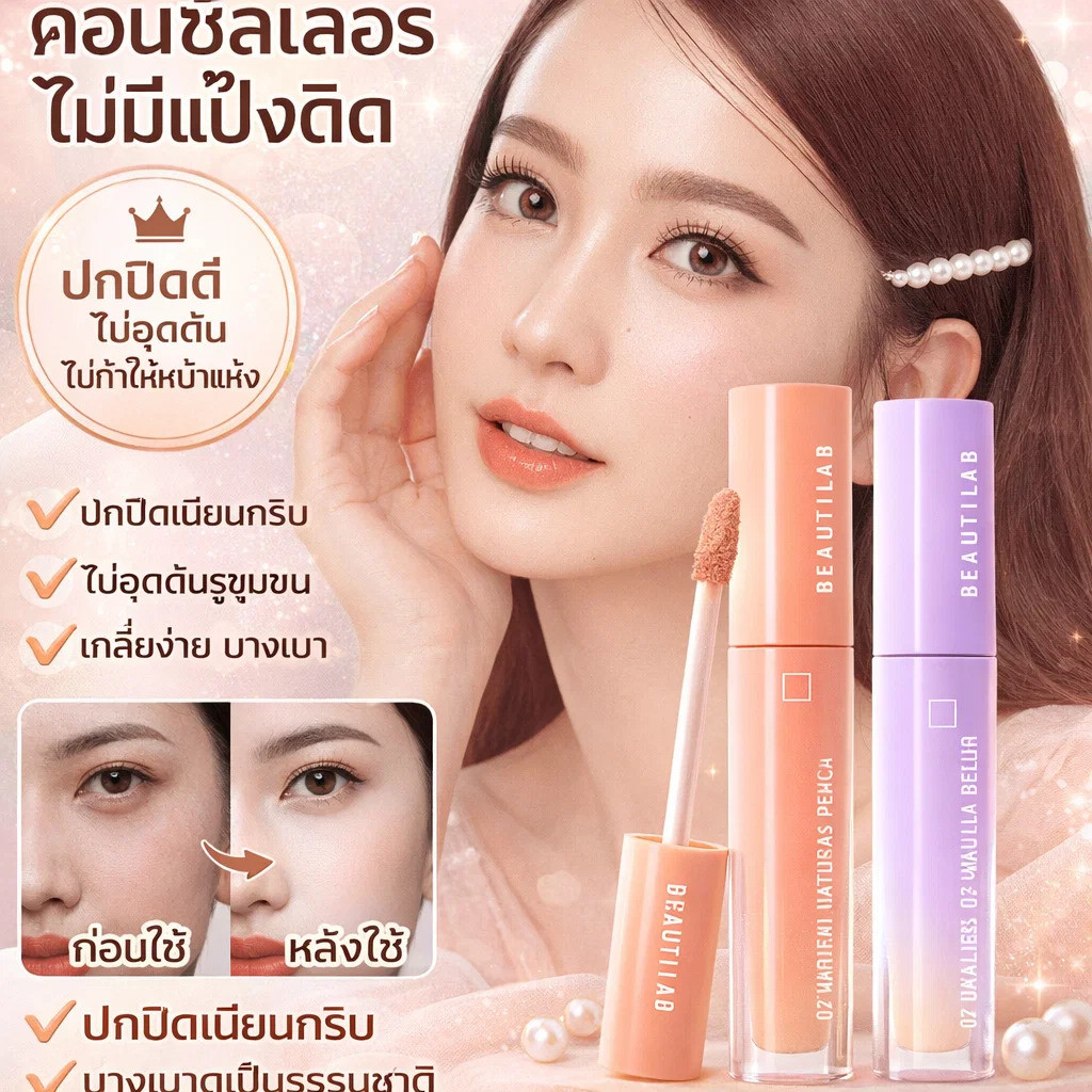 🍒คอนซีลเลอร์เนื้อลิควิดบางเบา ให้ลุคธรรมชาติ/คอนซีลเลอร์ คอเรคเตอร์พีช/ติดทนนาน/ปิดรอยคล้ำใต้ตา รอยสิว รอยแดง