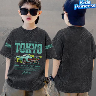 COD 2026 สินค้าใหม่ ทรงหลวม คอกลม เสื้อเด็ก kids Distressed T-shirt ผ้าฝ้าย เด็กชาย เสื้อผ้าเด็ก t-shirt S621
