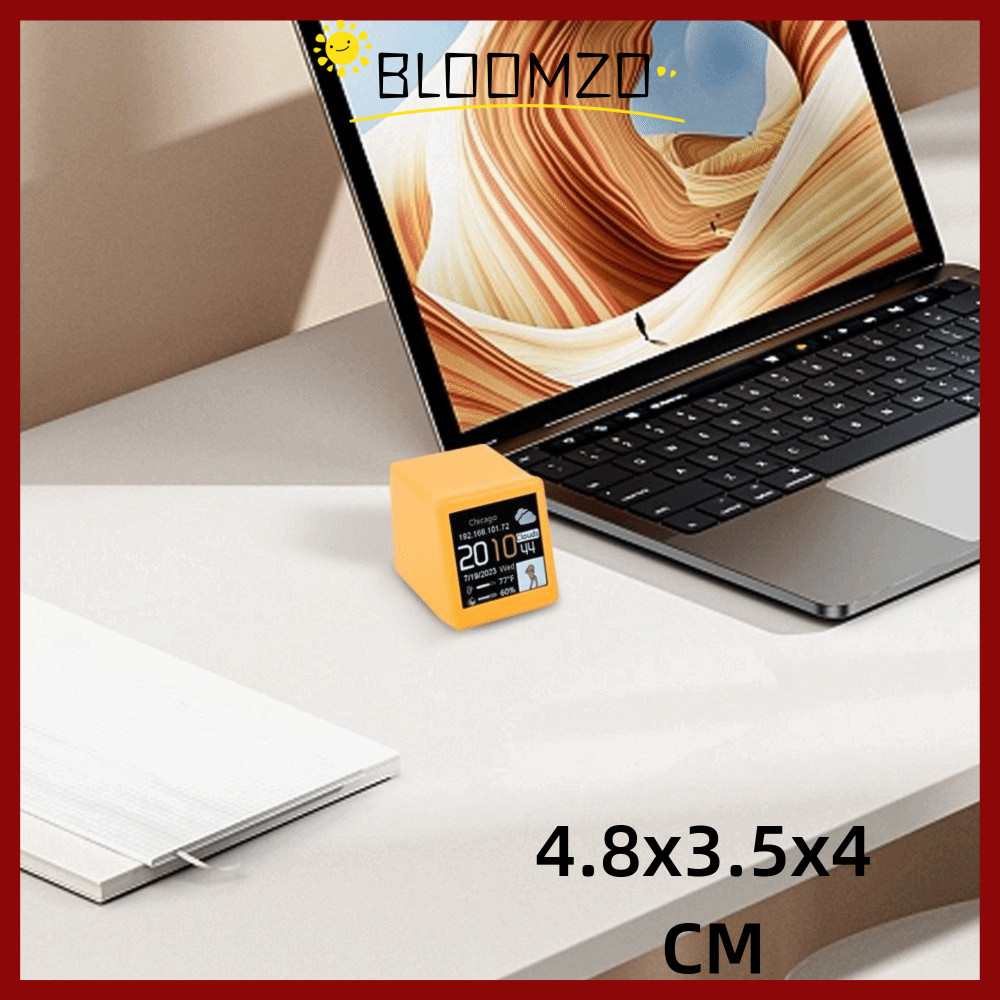 CODBLOOMZO สมาร์ท 4.5x4x3 ซม. นาฬิกา, เต็มหน้าจอ Gif Animation USB ชาร์จสถานีพยากรณ์อากาศ, Creative พลาสติก WiFi Lectronic อัลบั้มมินินาฬิกาตั้งโต๊ะบ้าน