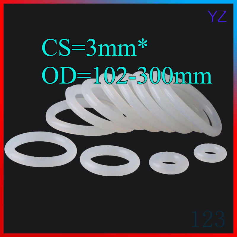 O-ring ประเก็น CS3mm * OD102-300mm O-ring แหวนซิลิโคนสีขาวซีลเกรดอาหารแหวนยางกันน้ําปะเก็นยืดหยุ่นHN