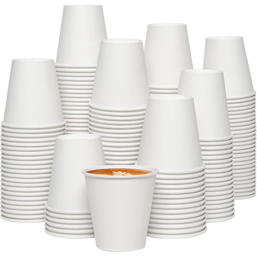 JOLLY CHEF 300 แพ็คถ้วยกาแฟกระดาษแบบใช้แล้วทิ้งสําหรับเครื่องดื่มร้อน,ถ้วยดื่มสีขาว 8 ออนซ์สําหรับงา