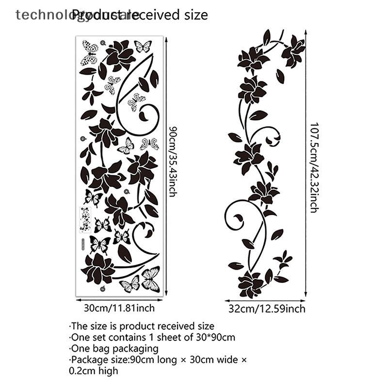 [Tech] Floral Iris Vine Mirror Glass Stier ตกแต่งบ้านห้องน้ํา Self-กาว Wall Stier Boutique