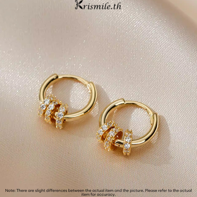 COD-ในไทย🎀ต่างหูเพชรเทียมทรงกลม สไตล์ฝรั่งเศส หรูหรา สำหรับผู้หญิง ใช้งานได้หลากหลาย งดงามประณีต