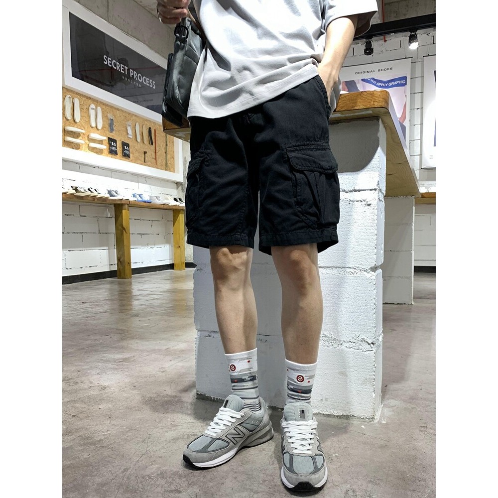 Summer Quarter Overalls Mens American vibe Multi-pocket Thin Profile Sports Shorts Loose Five-point 