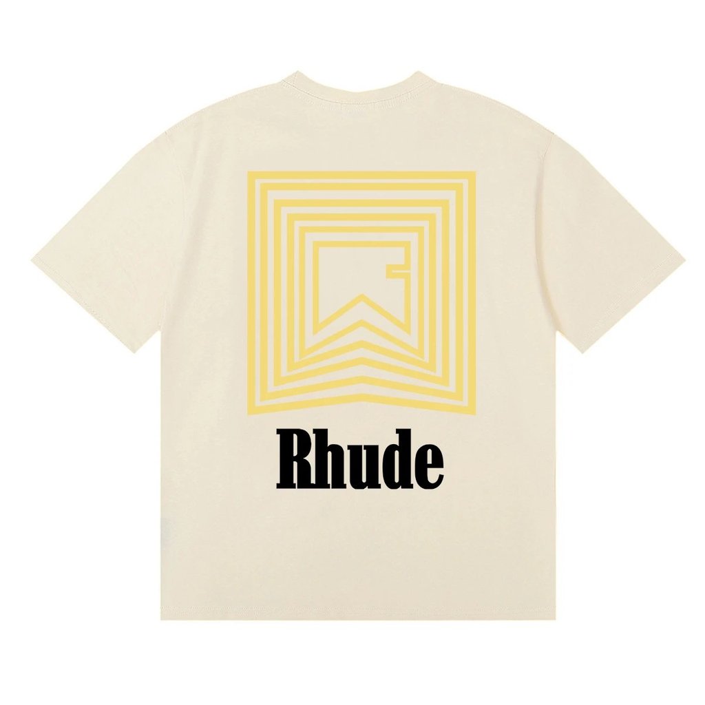 เสื้อยืดแขนสั้นโลโก้ Rhude Chevron แบบคล้ายของแท้
