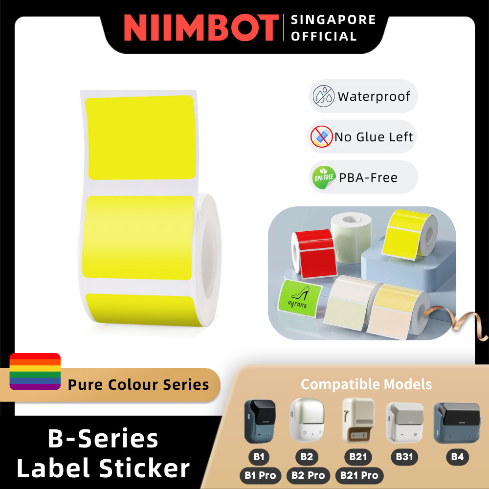 NIIMBOT Pure Color Label สติกเกอร์สําหรับ B1 B2 B21 B1 Pro B2 Pro B21 Pro B31 B4 ความร้อนสีทึบกันน้ํ