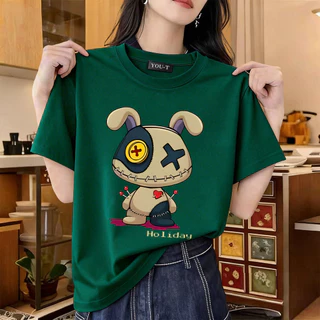 T42.SHOP🌸 สื้อยืด oversize เสื้อแฟชั่น เกาหลี โคตรนุ่ม ผ้าคอตตอน ลาย 'HOLIDAY' สินค้าใหม่ 2026