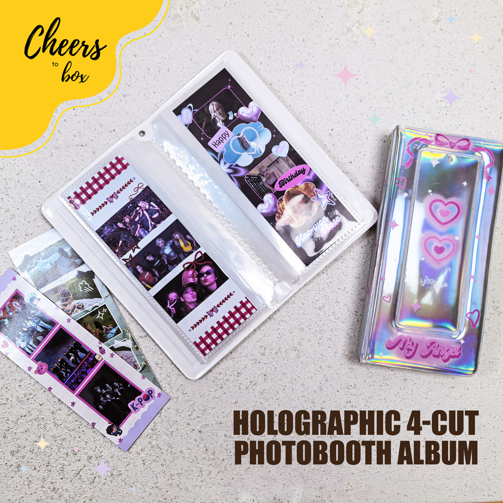 อัลบั้มรูป Binder Photobooth 4 ตัดแถบโฮโลแกรมความงาม Kpop Ticket Collection Holder/รวบรวมหนังสือ