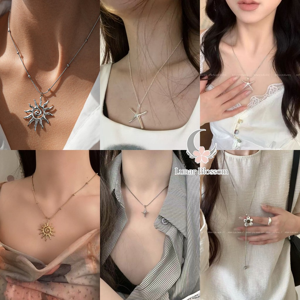 Lunar Blossom🪷🪷สไตล์เกาหลี สร้อยคอ แนวโน้ม เครื่องประดับ แฟชั่น อเนกประสงค์ คุณภาพสูง ราคาไม่แพง ส่งไวจากไทย