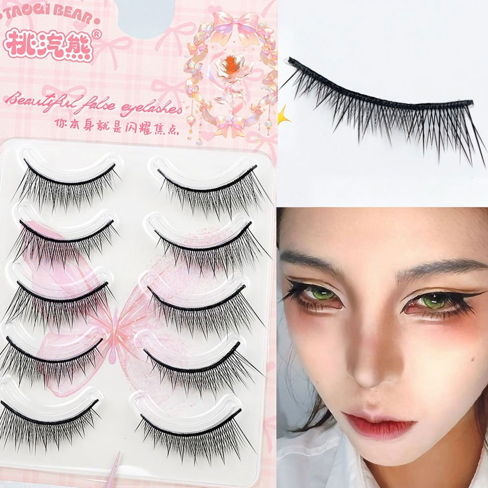 7-13 มม.C Curl ผู้ชายคอสเพลย์ Lashes เด็กตรงขนตาปลอมเครื่องมือแต่งหน้าความงาม 5 คู่ใหม่