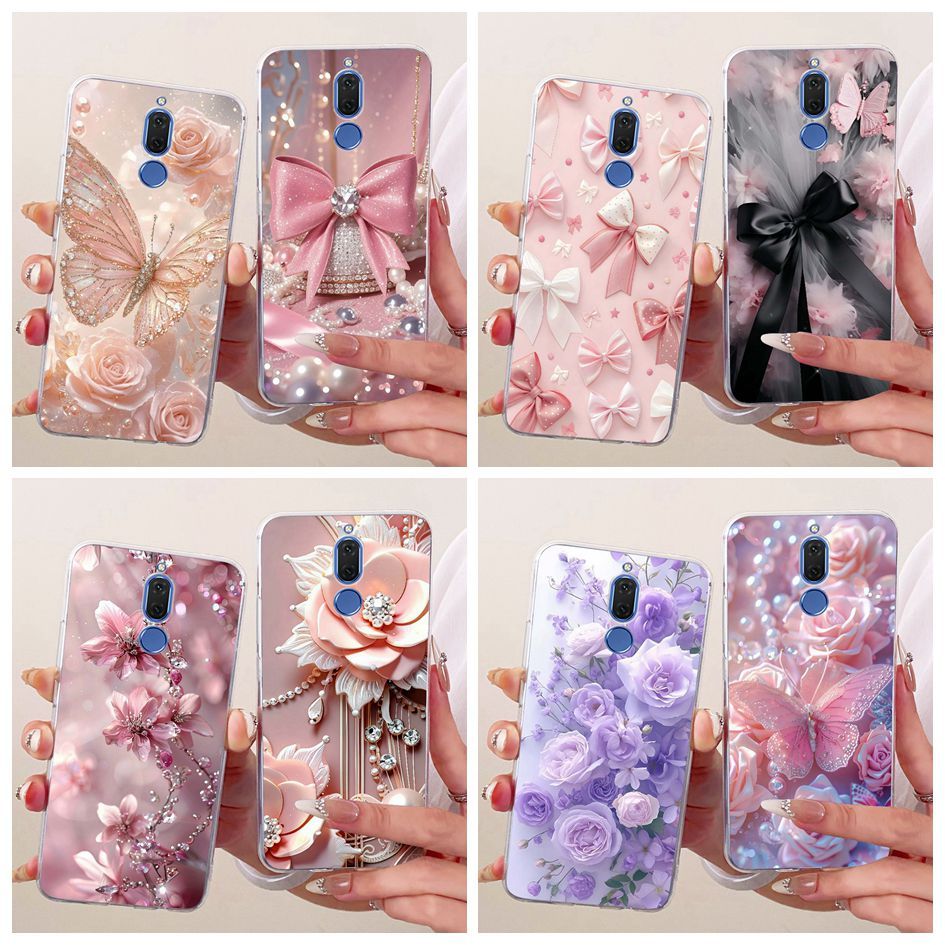 ปลอกใหม่สําหรับ Huawei Mate 10 Lite Nova 2i กรณี RNE-L21 RNE-L22 RNE-L01 ดอกไม้ที่สวยงาม Bowknot นุ่