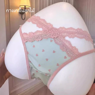 🎀L-XL🎀 กางเกงในผู้หญิง เอวต่ำ ลูกไม้ ผ้าซาติน ตกแต่งโบว์ ผ้าตาข่ายระบายอากาศ ใส่สบาย