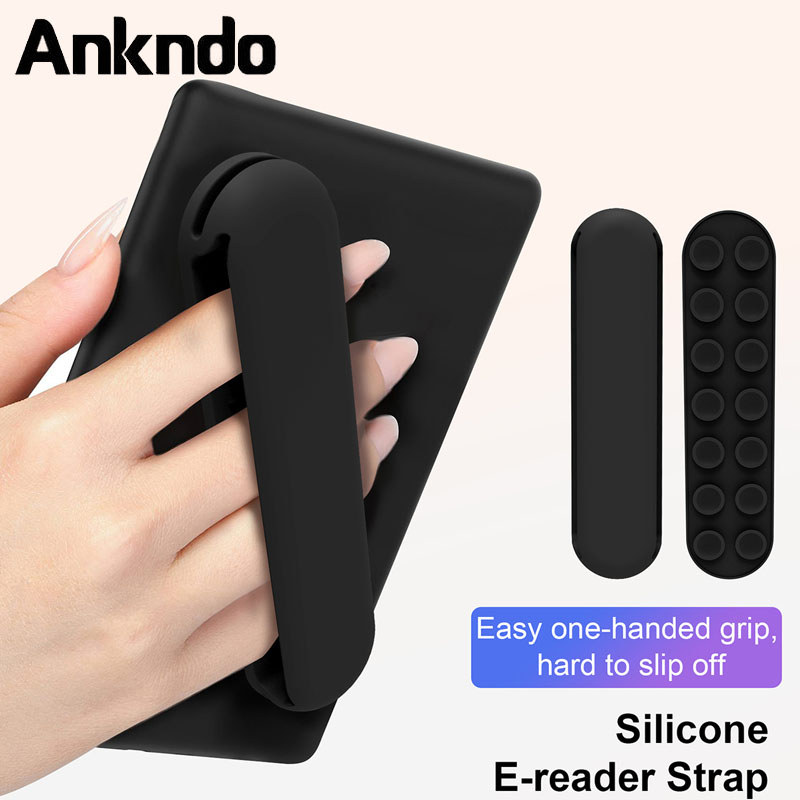 Ankndo ใหม่ถ้วยดูดแท็บเล็ต Hand-Strap Anti-los สีทึบ eReader ผู้ถือซิลิโคนกันลื่นเข็มขัดคงที่