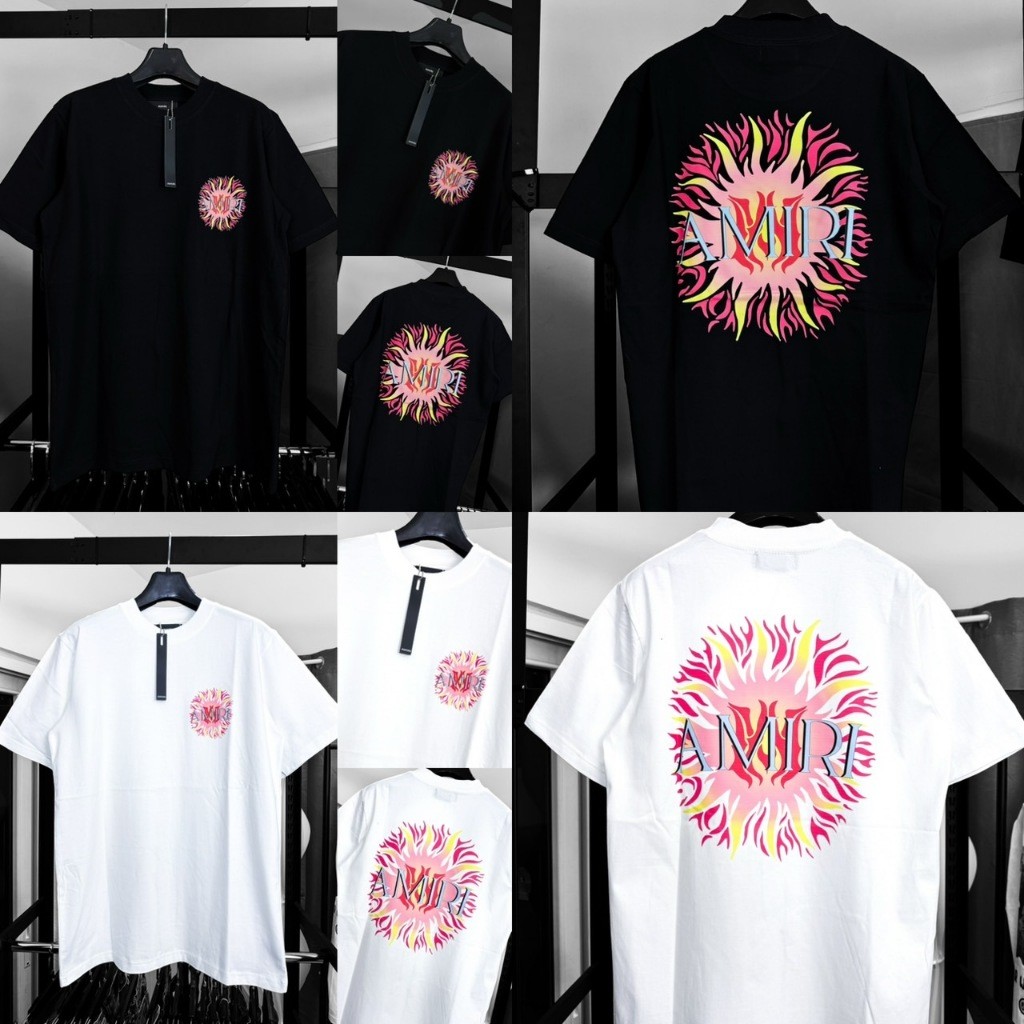 Amiri เสื้อยืดผ้าฝ้ายแท้ สไตล์คลาสสิก สำหรับทั้งผู้ชายและผู้หญิง