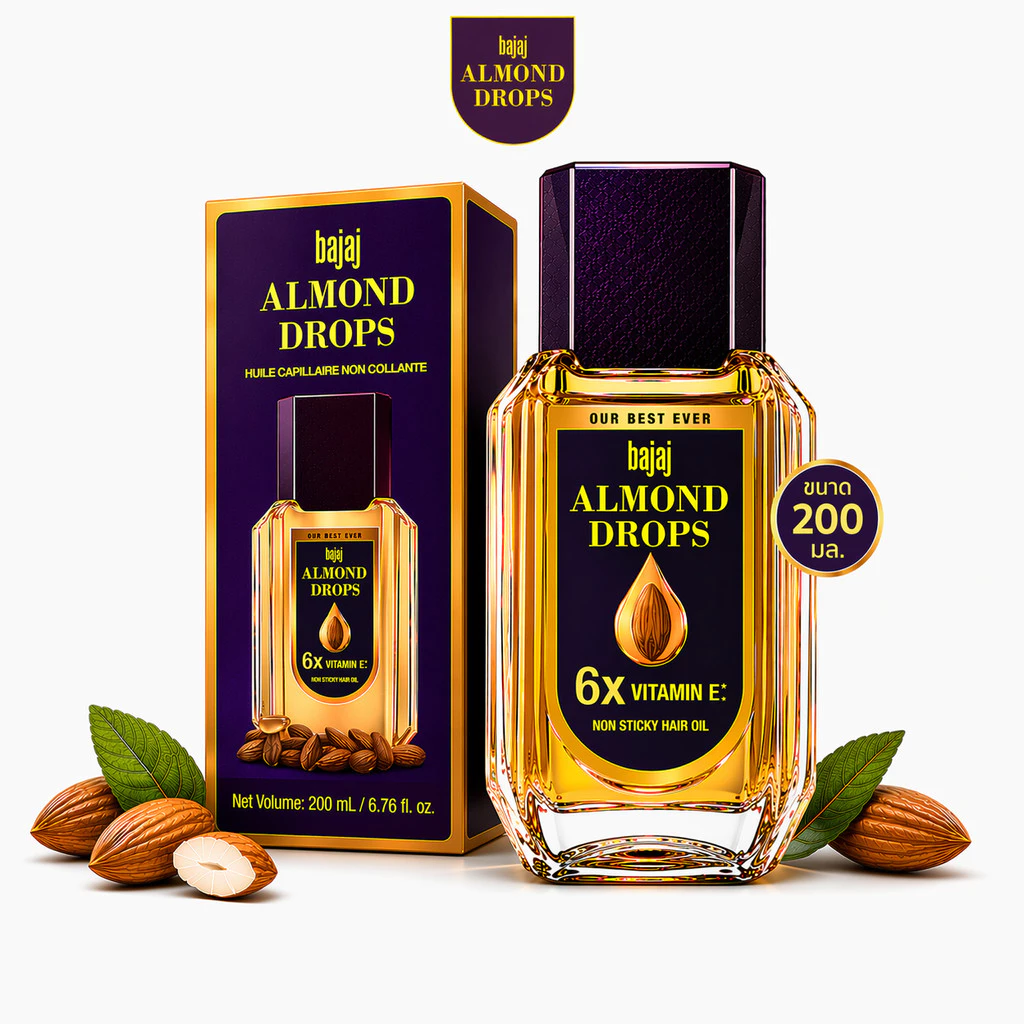 Bajaj almond drops น้ำมันอัลมอนด์ น้ำมันบำรุงเส้นผม 200มล