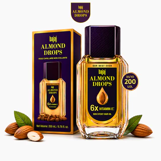 Bajaj almond drops น้ำมันอัลมอนด์ น้ำมันบำรุงเส้นผม 200มล