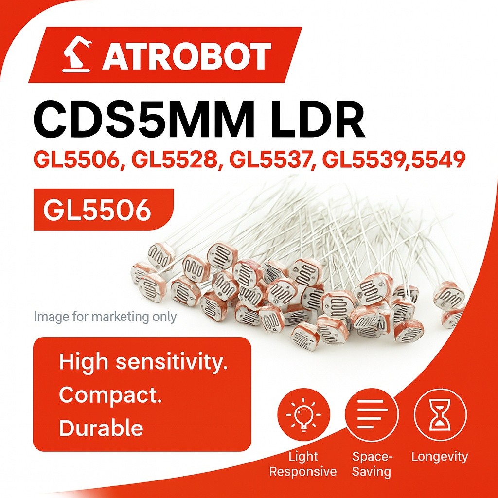 LDR Photoresistor CDS5MM 5มม 540-560nm -30ถึง+70°C GL5506/16/28/37/39/49
