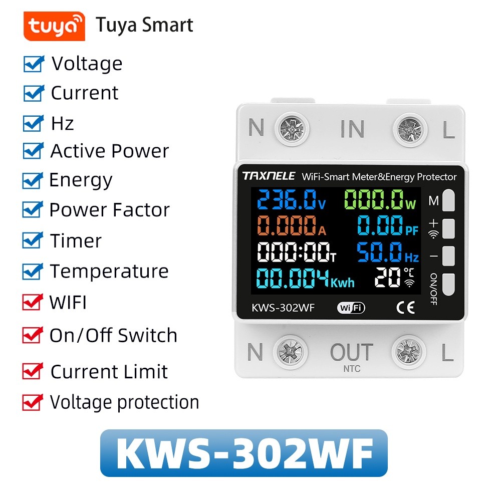 63a Tuya WIFI สมาร์ท Circuit Breaker Energy Meter KWh Power รีโมทคอนโทรลแรงดันไฟฟ้าปกป้อง Smart Life - รูปที่ 4