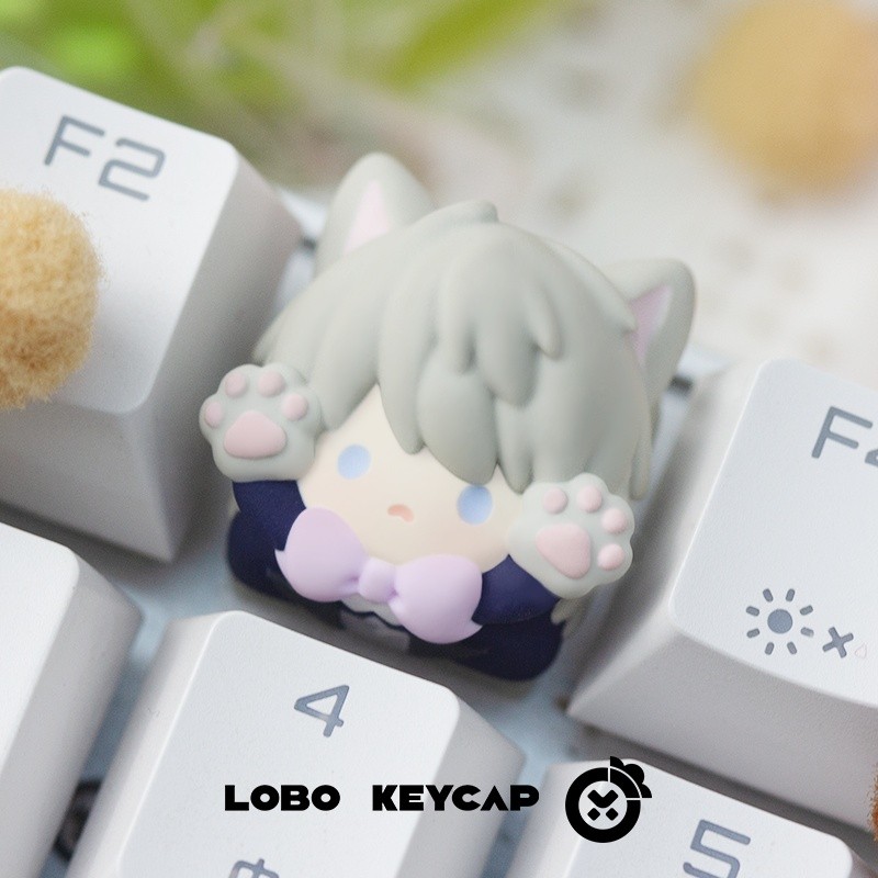 Love and Deepspace Cute Cat Theme Mechanical Keyboard Keycaps – Xavier/Zyne/Rafayel/Sylus/Caleb Character Collectible Accessory 3CV5