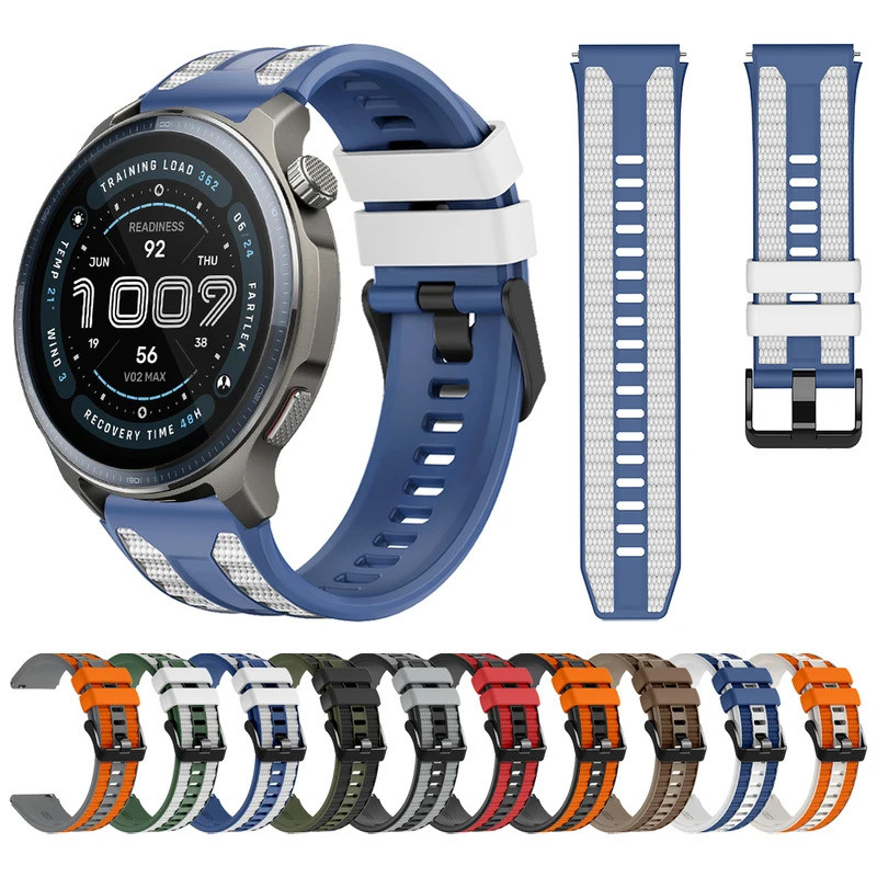 22 มม.ซิลิโคนสําหรับ Amazfit Balance 2/Bip 6 5/Tah Cheetah Pro T-REX3 Pro 48 มม.สายรัดข้อมือสําหรับ Amazfit GTR 4 3 เปลี่ยน