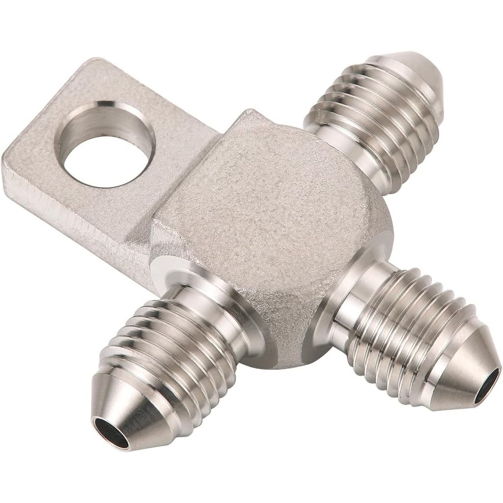 สแตนเลส 3AN ชายสายเบรค Tee Block Fitting Adapter พร้อม Mount Tab