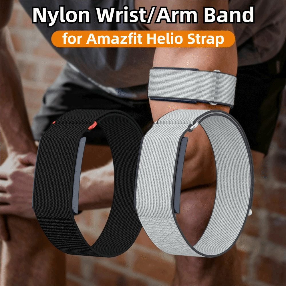 BRABRAA Fitness Tracker Strap, Breathable Nylon Sport Band Bicep Band,คุณภาพสูงออกแบบห่วงปรับได้สายรัดข้อมือสําหรับAmazfit Helio Strap - รูปที่ 5