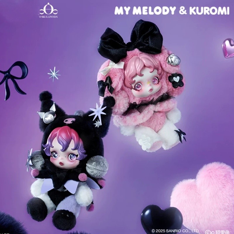 POPMART SKULLPANDA x Melody/Kuromi ตุ๊กตาจี้ตุ๊กตาตุ๊กตาของขวัญ