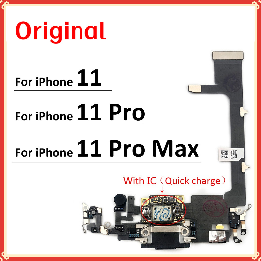 บอร์ดชาร์จพอร์ต USB ของแท้พร้อมโลโก้สําหรับ Iphone 11 Pro 11Pro Max