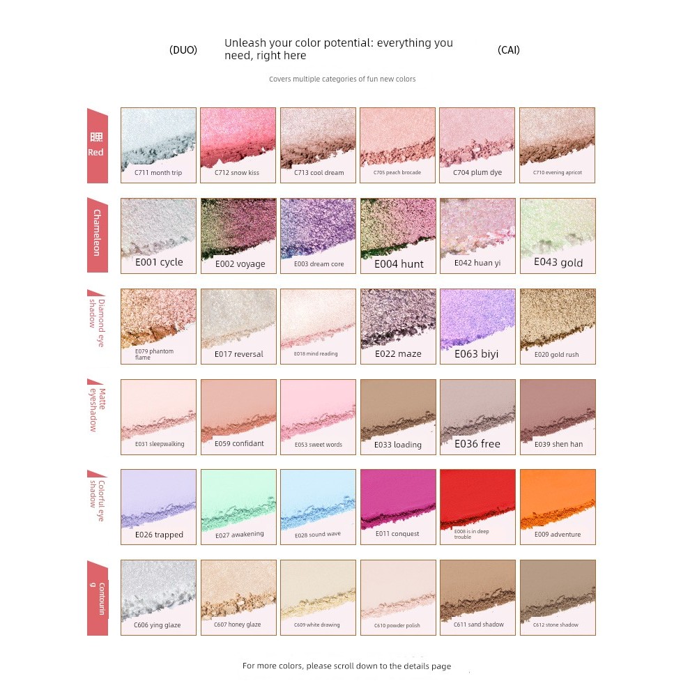 พาเลทตา อายแชโดว์ Qianyan Monochrome Contouring Blush แป้งเขียนคิ้ว Pearlescent Eyeshadow Palette