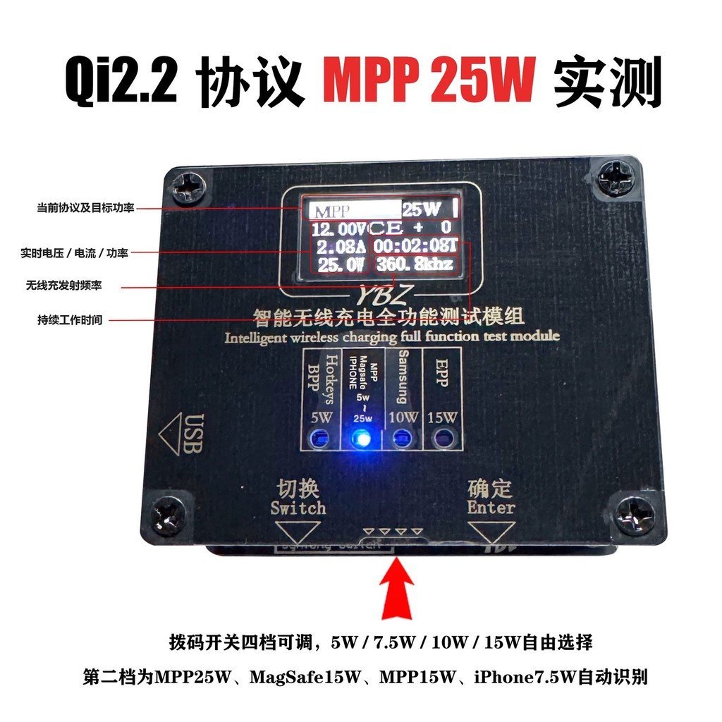ไร้สายชาร์จ 30W15W Magnetic Pop-up Window Wireless Test Stand/Tester Tester Qi2.2 ชาร์จติดตั้ง YBZ C