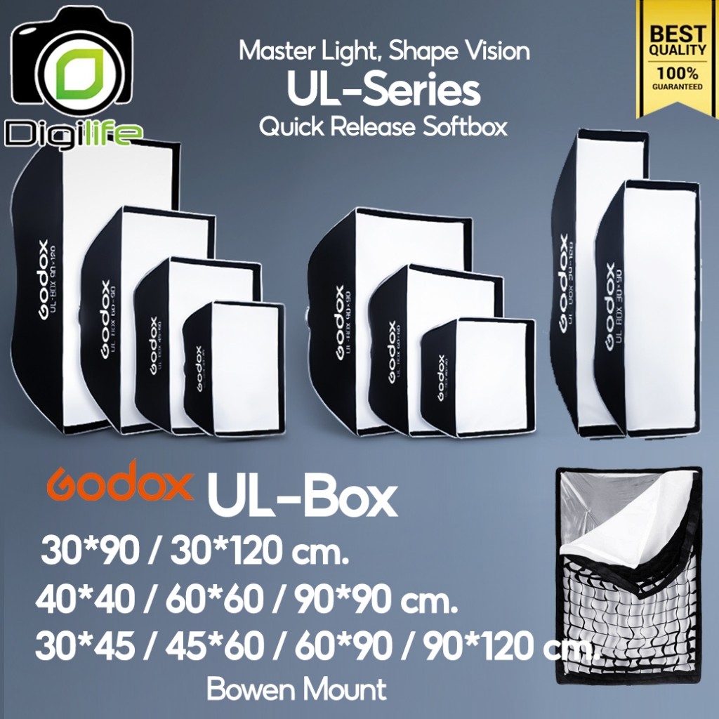 Godox Softbox UL-BOX 30*90, 30*120, 60*90, 90*120 cm. Quick Release Quad Softbox With Grid - Bowen M