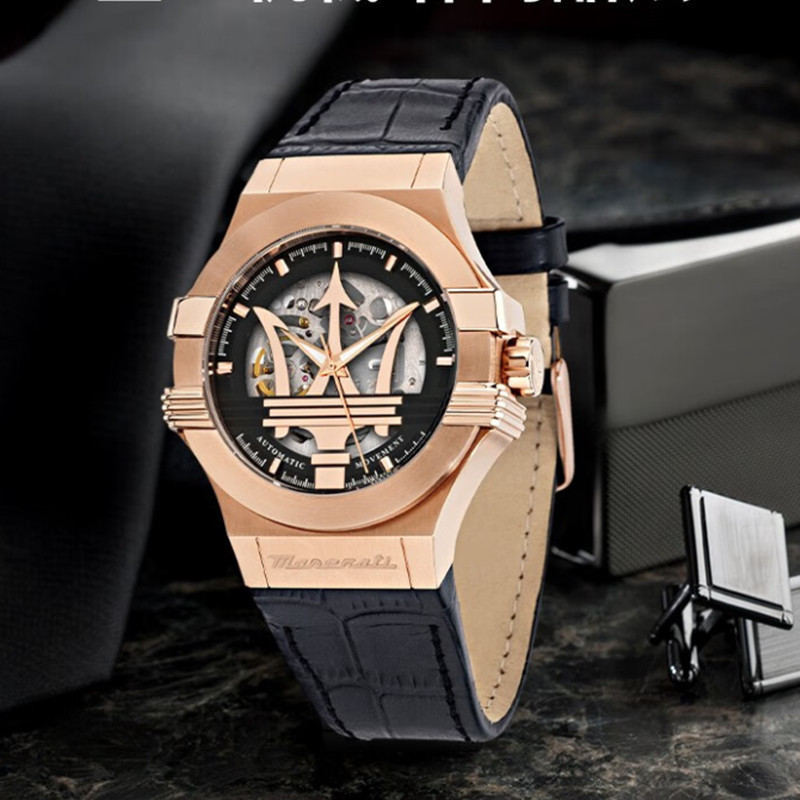 Maserati Mechanical นาฬิกาผู้ชาย POTENZA Power Series Trident แฟชั่นอินเทรนด์นาฬิกากลไกยุโรปอเมริกา