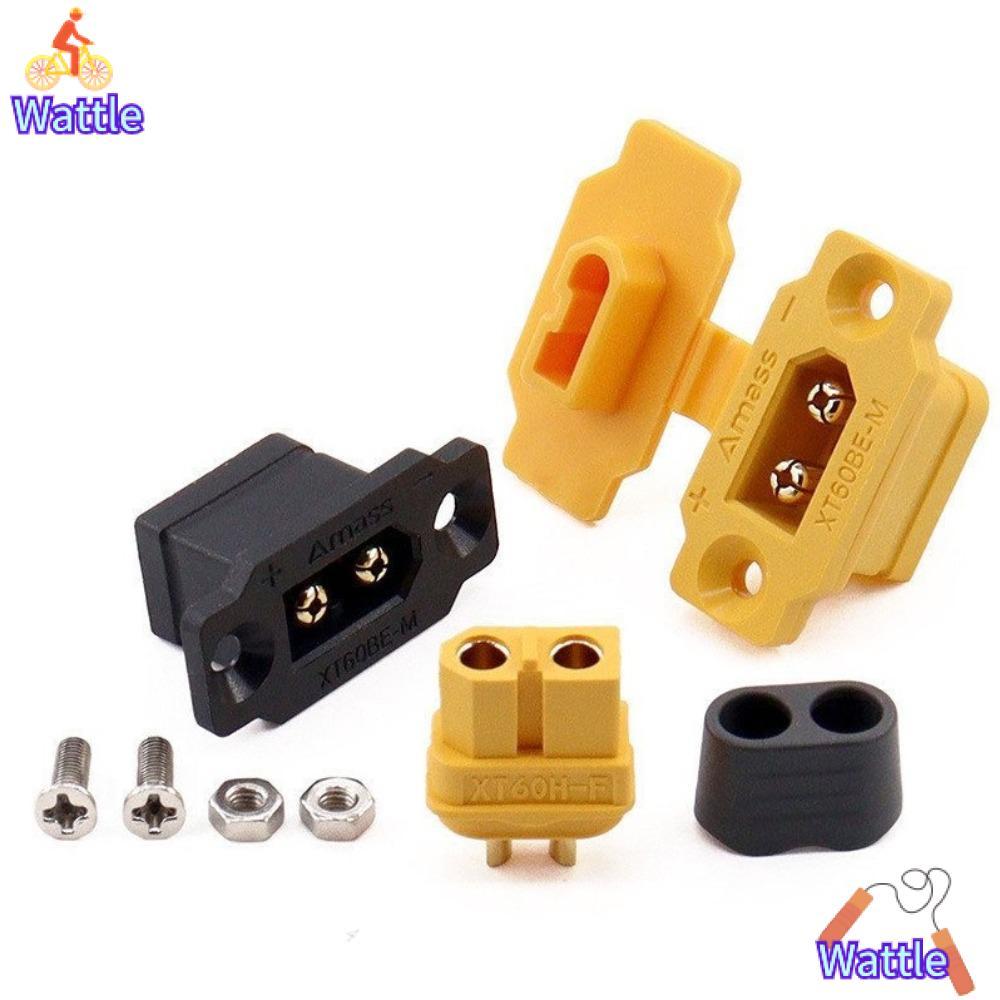 WATTLE XT60BE-MF Connector, สีดําสีเหลืองตะวันออกติดตั้ง XT60BE ปลั๊กชาย, แบบพกพา Amass พร้อมฝาครอบป