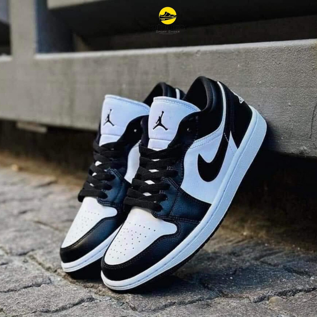 PANDA CR 1 Low Cut สีดําสีขาว Suede Air รองเท้า Jodan 1 Low Cut Panda รองเท้าผ้าใบฟรีของขวัญกล่องถุง