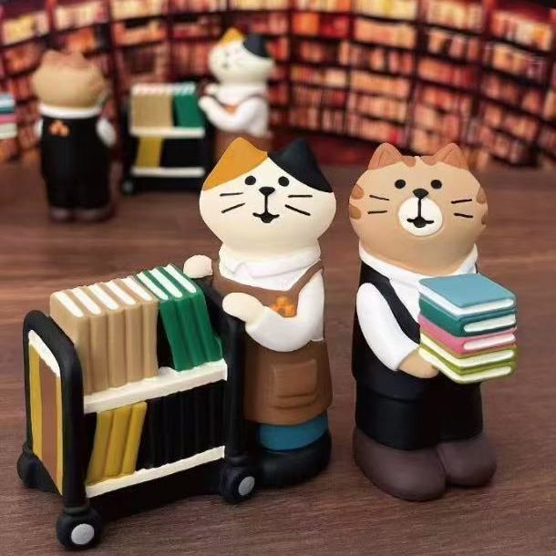 แมวญี่ปุ่น ZAKKA ZAKKA ร้านขายของชํา Bookstore เดสก์ท็อปแต่งตัวเครื่องประดับเรซิน Photo Props Night 
