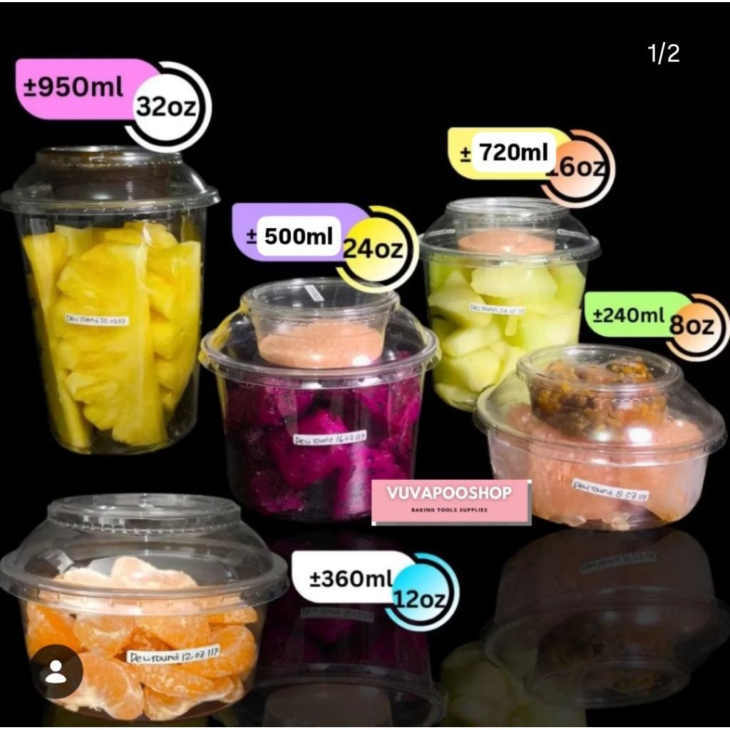5 ชิ้นตัดผลไม้ RUJAK CUP / 2IN1 PACKAGING / PUDDING FLA PACKAGING