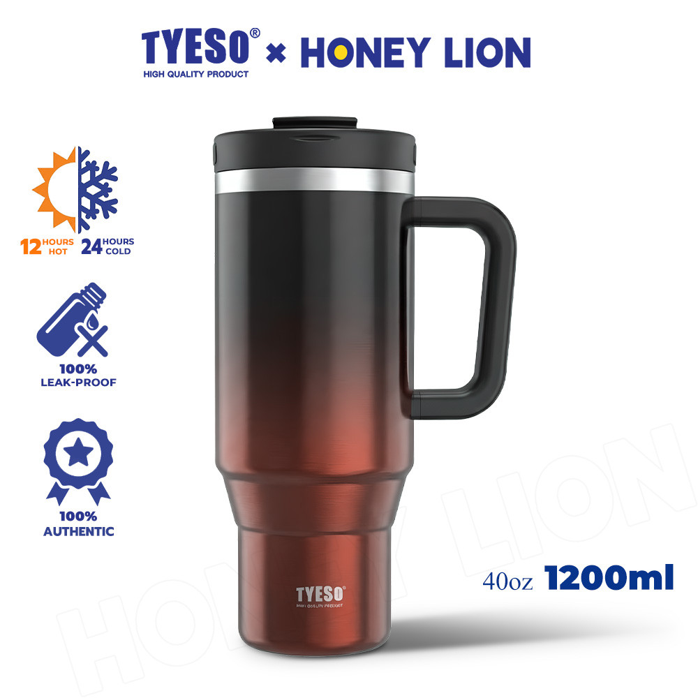 TYESO x HoneyLion แก้วเก็บความเย็น 1200ML สแตนเลส 304 รุ่นอึดทนทานกันกระแทกพร้อมหูหิ้วพกพาง่ายเหมาะสำหรับเดินทางไกลและแคมป์ปิ้ง - 01-01062