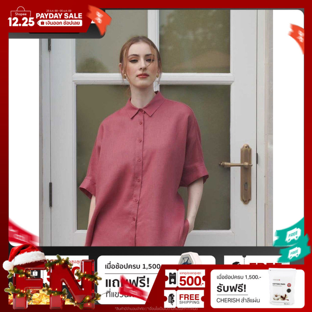 INCO WOMEN เสื้อเชิ้ต เสื้อโอเวอร์ไซส์ คอปก สำหรับผู้หญิง ผ้าลินิน สวมใส่ง่าย สบาย เบา