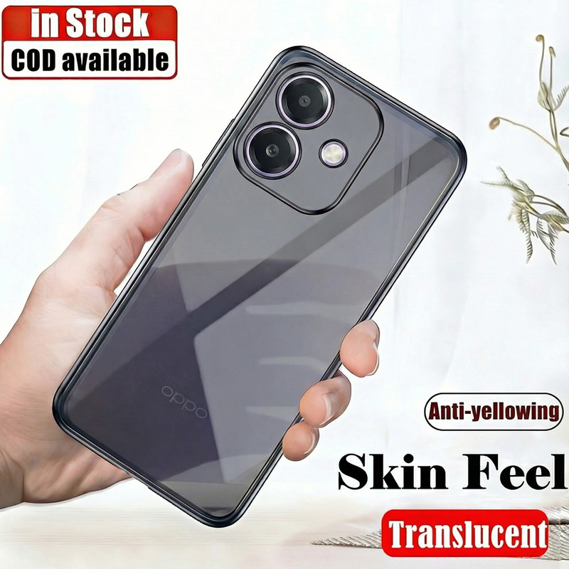 สําหรับ OPPO A3X 5G CPH2681 Silky Smooth Soft Smoky สีดําโปร่งแสงซิลิโคนสีเหลือง-Resistant Clear Jel