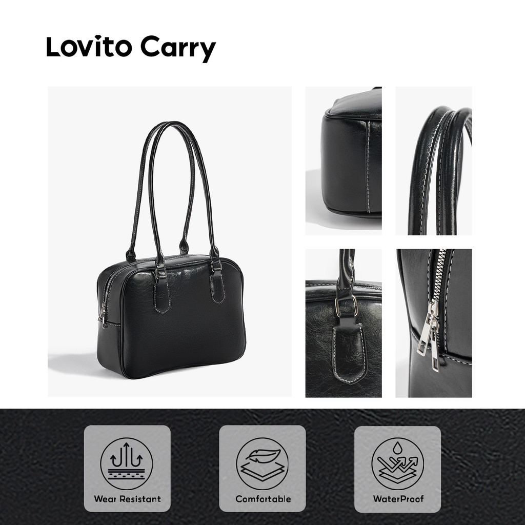 (Lovito Carry) กระเป๋าสะพายข้างผู้หญิงหนัง PU คุณภาพสูงแบบลำลองขนาดเล็ก LR19E073 ราคา ถูกที่สุด ดีลบีเคเค แกลเลอรีภาพที่ 5