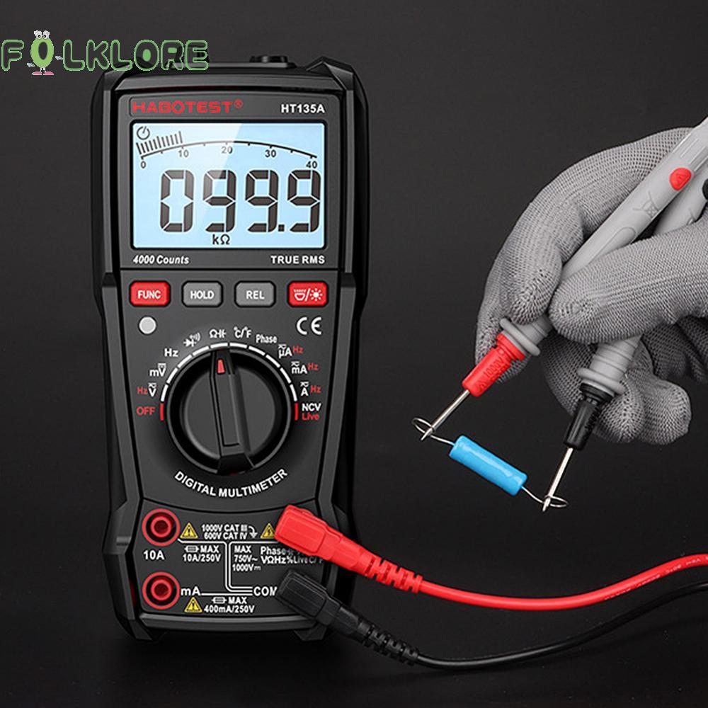❉ Homelore มัลติมิเตอร์แบบดิจิตอลช่วงอัตโนมัติความต้านทานแรงดันไฟฟ้าพร้อม NCV Backlit จอแสดงผล LCD แ