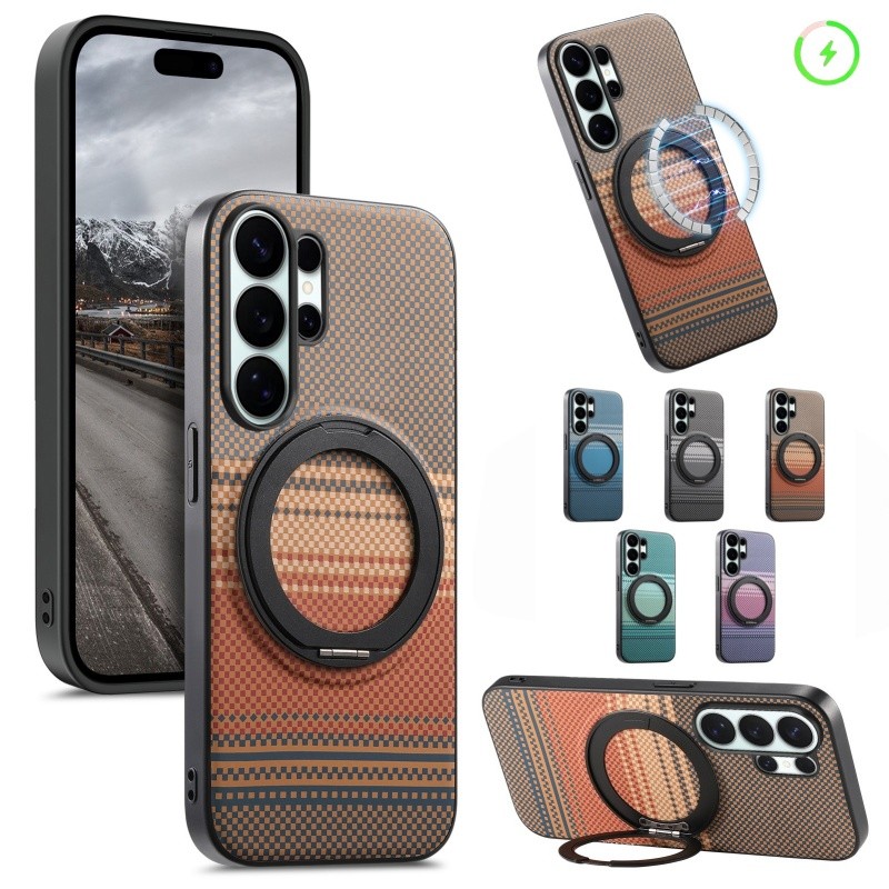 เคสปลอกคาร์บอนไฟเบอร์แม่เหล็กสําหรับ Galaxy S26 S25 Edge S24 S23 S22 Ultra Plus A56 A36 A26 A16 A17 แหวนฝาครอบ