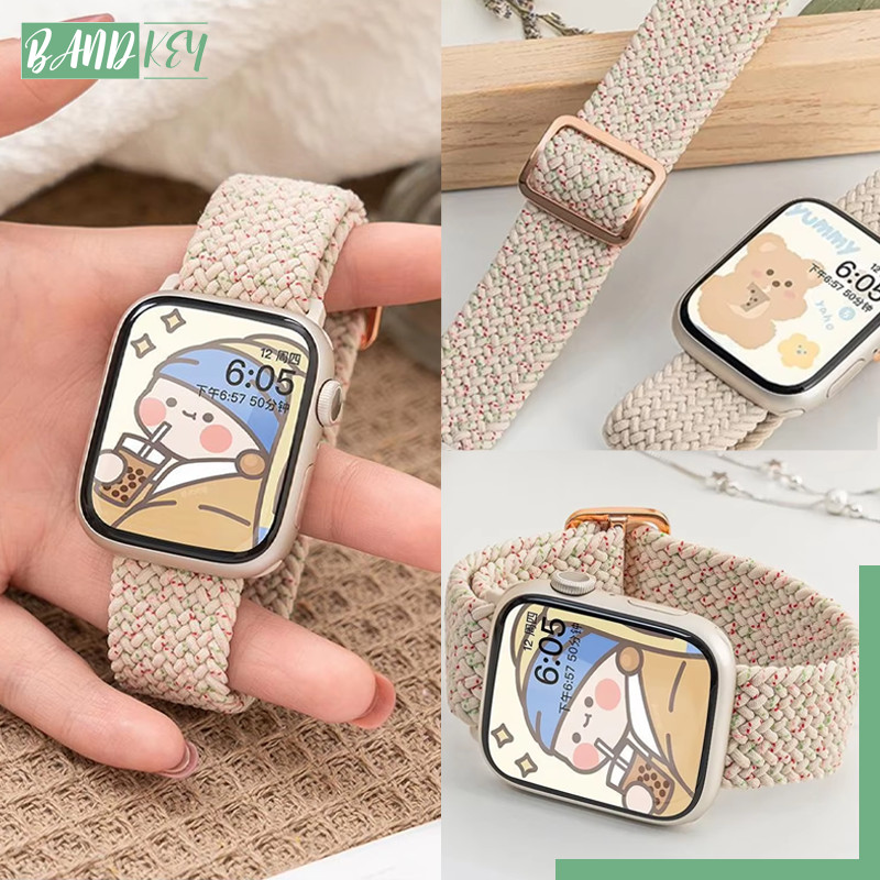 อุปกรณ์เสริมสายไนลอนยืดหยุ่น for Iwatch Ultra 4/SE 3 2 Series 12 11 10 9 8 7 6 5 4 49 46 45 41 44 42 40 38มม.