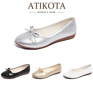 Atikota ผู้หญิงแฟชั่นรองเท้าส้นแบน, หรูหรา, โบว์, รองเท้าเดียว